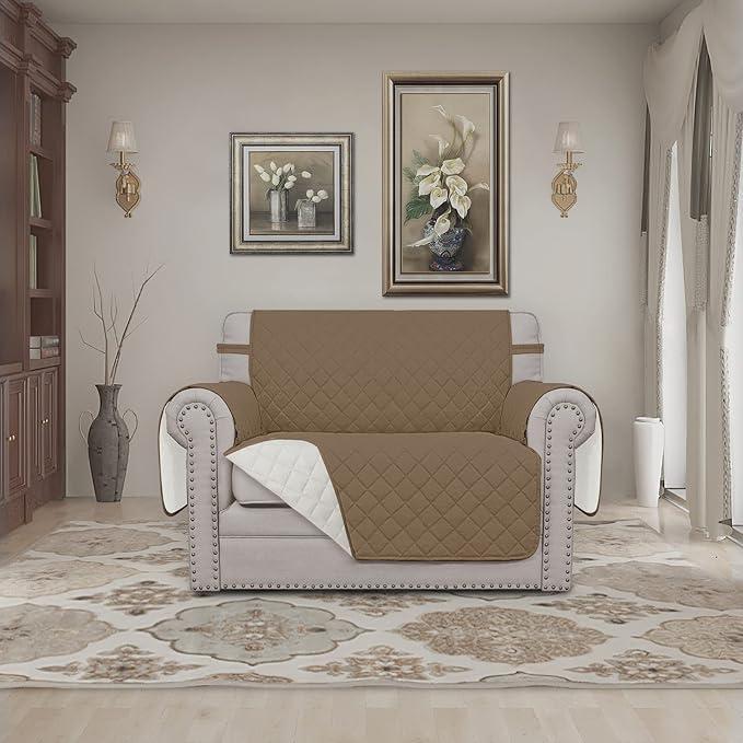 Easy-Going Reversible Couch Cover, Oversized Chair, Camel/Ivory | Machine Washable Slipcover For Dogs, Water Resistant Furniture Mat For Living Room, Non-Slip Sofa Cover, Pet Friendly