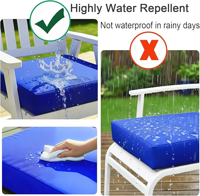 NettyPro Patio Chair Seat Cushion Covers Set 4, Waterproof Outdoor Furniture Cushion Slipcovers with Zipper and Tie, 21 x 21 x 4 Inch, Replacement Cover Only, Navy