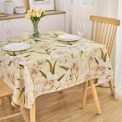 LIBERECOO Heavy Duty Vinyl Tablecloth with Flannel Backing Waterproof Oil-Proof Plastic Table Cloth Stain-Resistant Wipeable Rectangle or Square Table Cover for Indoor and Outdoor 54 x 54 Inch