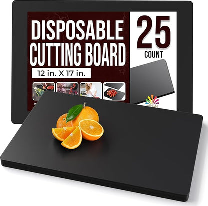 Crown Display Disposable Cutting Boards for Kitchen 25 Count Black Cutting Board 12 Inch X 17.5 Inch Flexible Cutting Boards For Kitchen ~ Patent Pending ~ Recyclable Disposable Cutting Board Sheets