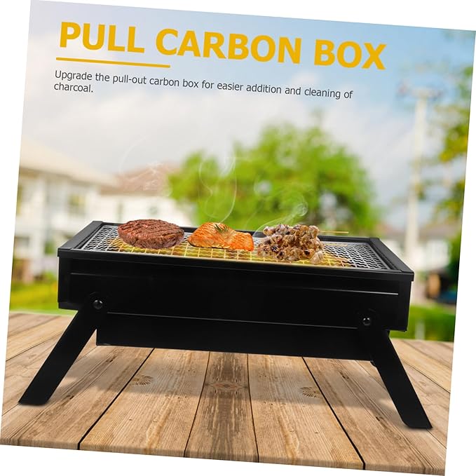 MERRYHAPY Portable Charcoal Grill Compact Stainless Steel Design for Outdoor Barbecues Camping and Picnics Features Pullout Charcoal Container for Gatherings People