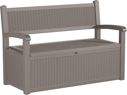 PatioZen 80 Gallon Outdoor Storage Bench Deck Box Waterproof Lockable,Outdoor Storage Furniture for Patio,Garden and Cushions(Gray)