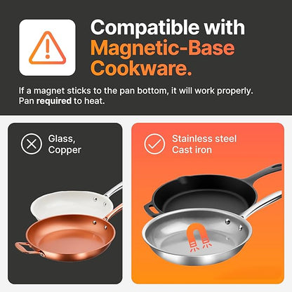 TUCO Portable Induction Cooktop Burner Hot Plate Electric Stove with Shatter-Proof Ceramic Glass, LCD Sensor Touch, ETL Certified, 20 Cooking Modes, 1800 Watts