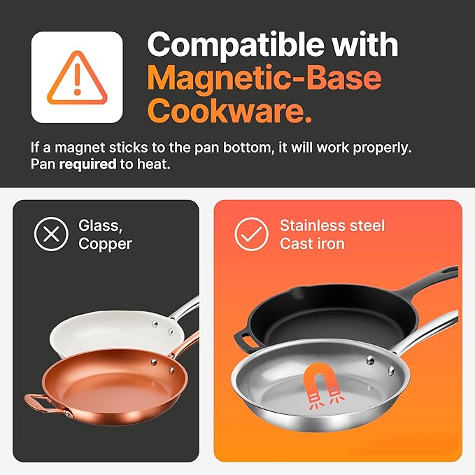 TUCO Portable Induction Cooktop Pro, Countertop Burner Hot Plate, 24-Hour Timer, 1800W, Shatter-Proof Ceramic Glass, LCD Touch, Child & Overheat Protection, ETL Certified, 20 Cooking Modes