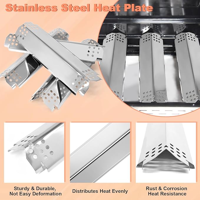Grill Parts for Nexgrill 720-0830H 720-0830 720-0830D 720-0830T 730-0830MB 730-0830H Stainless Steel 17" Cooking Grates, Heat Plates, Burner Igniters Replacement Kit for Home Depot Nexgrill 4 Burner