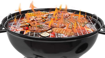 18 Inch Charcoal Grills with Wheels, Kettle Grill for Outdoor Cooking Barbecue Camping BBQ, Charcoal BBQ Grill with Shelf and Ash Catcher for Backyard, Patio, Picnic, Deck