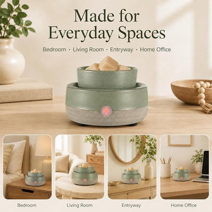 Wax Melt Warmer, Ceramic Electric Candle Wax Warmer 3-in-1 Oil Burner Fits Yankee Large Jar, Scented Candle Holder for Home Decor Thanksgiving Christmas Day Gifts (02-Light Green)