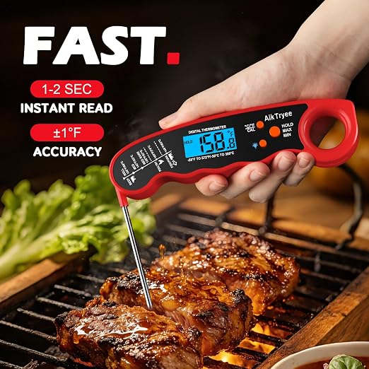 Digital Instant Read Meat Thermometer Kitchen Cooking Food Candy Thermometer for Oil Deep Fry BBQ Grill Smoker Thermometer by AikTryee