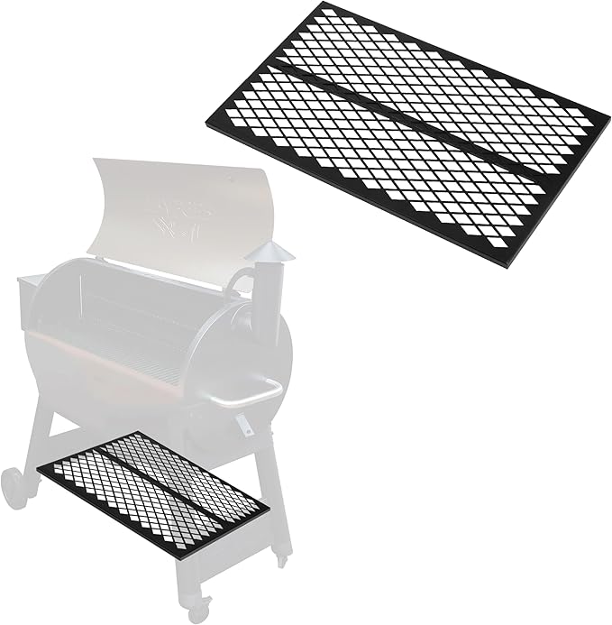 Iron Forge Tools Pellet Grill Storage Shelf Compatible with Traeger Pro 575 and Traeger Pro 22 Accessories - Black Powder Coated Steel Shelf for BBQ Pellet Storage Container