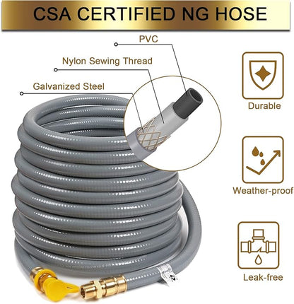 36Feet 56 Feet 3/4-inch ID Natural Gas Hose with Quick Disconnect | Fittings for NG/LP Propane Appliances, Grill, Patio Heaters, Generators, Pizza Oven, etc. Useful Indoors & Outdoors