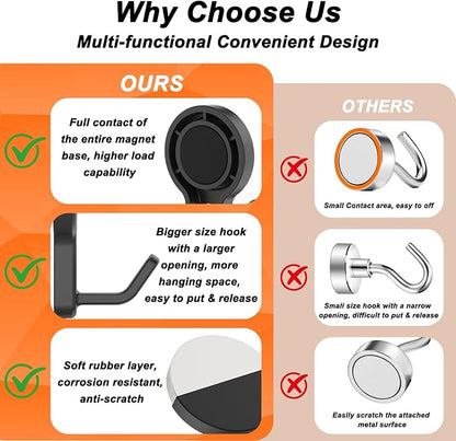 4 Pack Magnetic Grill Hooks, Strong Magnetic Hook for Grill, Rust Proof & Heavy Duty Outdoor Magnetic Hooks, Grills Magnetic Hooks for Barbecue Tool, Outdoor Hanging, Refrigerator, Grill, Kitchen