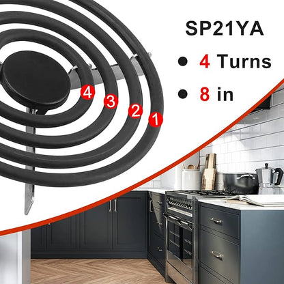 SP21YA Electric Stove Burner Replacement Fit for G.E & Ken-more & Hot-point & Ro-per Electric Range Stove - Fit WB30X253 8" Electric Range Burner Element by AMI PARTS
