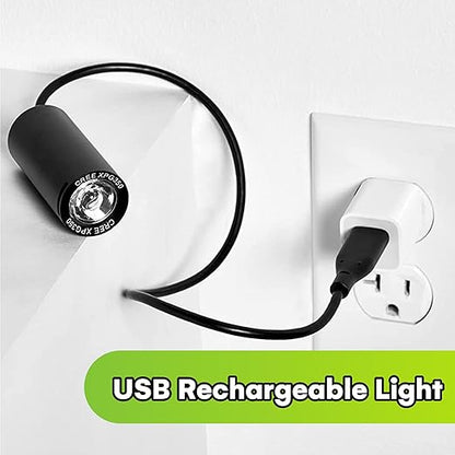 Rechargeable LED Grill Light for Big Green Egg Handle - 150 Lumen Rotatable Night Lights for Illuminated Cooking - Outdoor Grilling Accessory, USB Charging - 3x3-Inch, Black
