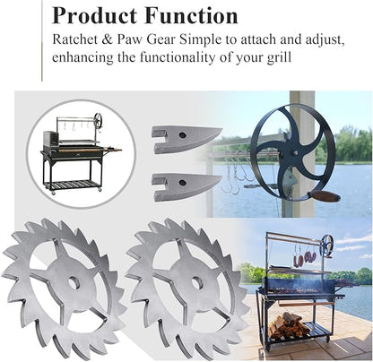 Ratchet & Paw Gear Fit for Santa Maria Grill, Suitable for Any 1/2" Round bar or Square tubing for The Handle Assembly, and LavaLock Spring Handles, 2 Pcs