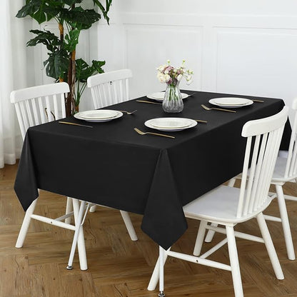 Romanstile 100% Waterproof PVC Tablecloth, Rectangle Oil Spill Proof Stain Resistant Vinyl Table Cloth, Wipe Clean Plastic Table Covers for Kitchen/Dining/Parties - 54 x 120 Inch, Black
