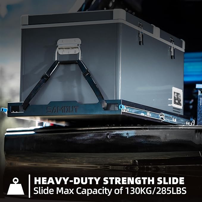 SAMOUT Fridge Slide (Inner 39.2 x 22.4in) Vehicle Refrigerator Freezer Slider with 4 Buckle Straps, Universal Fit, Max 287 LBS, 3rd Gen