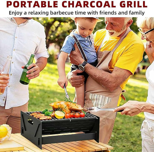 Portable Charcoal Grill, Folding Camping Campfire Grill with Carry Bag, Heavy Duty BBQ Grill Fire Pit for Outdoor Cooking, Camping, Picnic, Patio, Backyard by DNKMOR