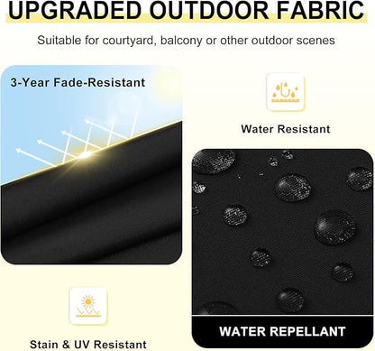 downluxe Outdoor Chair Cushions Set of 6 for Patio Furniture, Water-Resistant Square Corner Patio Chair Cushions with Ties, High Density Foam Outdoor Seat Cushion, 18.5" X 16" X 3", Black