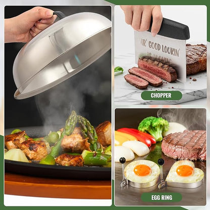 Boao Dad Gifts from Daughter Son for Father's Day Flat Top Grill Accessories with Enlarged Spatulas BBQ Apron and Carry Bag Dad Gifts for Father's Day, Birthday, Camp, Outdoor Grilling BBQ