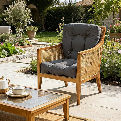 Outdoor Chair Cushions Set of 2, 19"x19" Tufted Outdoor Seat Cushions, Waterproof Patio Furniture Cushions, Grey