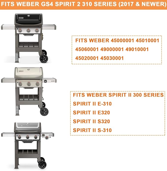 Grill Replacement Parts for Weber Spirit 2 Grill Parts GS4 Spirit II E310 E320 S310 S320 Parts for Weber GS4 Spirit 2 Burner Tube 67025 67103 69787 & Weber Heat Deflector 67060, Crossover Burner 67279