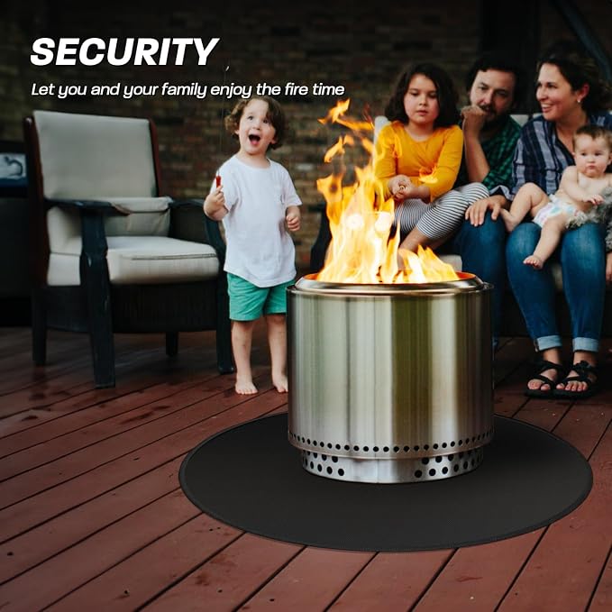 48" Fire Pit Mat for Solo Stove Yukon - Round Under Grill Mat | Double-sided Fireproof,Oil & Waterproof,Portable,Easy to Clean,Outdoor Patio Deck Protection,Fireplace,Camping Stove Fire Mat