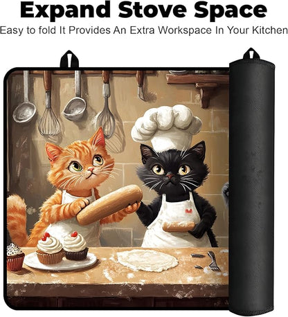 Heat-Resistant Glass Stove Top Cover with Anti-Slip Rubber Coating – 28.5x20.5 Inch Electric Stove Protector, Scratch-Resistant, Expands Counter Space, Stylish Kitchen Decor