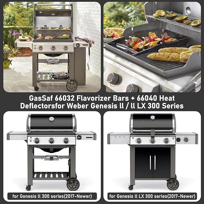 Genesis 2 Grill Parts for Weber Genesis ii 300 Series E-310 E-315 E-330 S-310 S-335 Replacement Parts, Replacement Kit for Weber 66032 SUS304 Stainless Steel Flavorizer Bars, 66795 Heat Deflectors