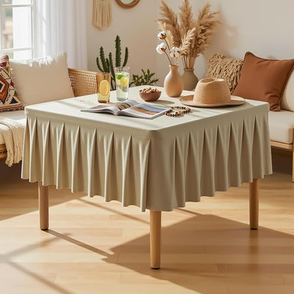 PARTISKY Natural Spandex Square Tablecloths 34x34 Inch, 2 Pack Wrinkle Free Fitted Card Table Cloth Stretch Square Table Cover for Kitchen Dinner, Holiday Party, Wedding Banquet, Display Trade Show