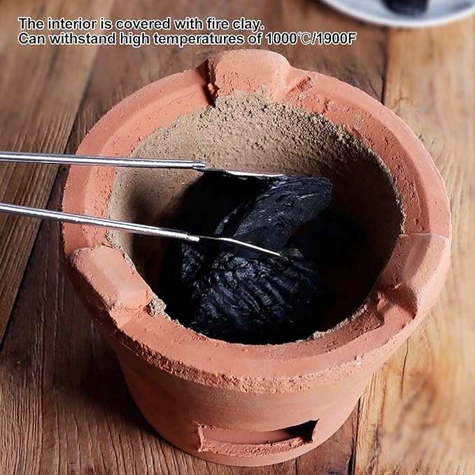 Red Clay Charcoal Stove, Camping Clay Stove, Outdoor Pottery Barbecue Stove, Clay Grilling Stove, Home Heating Stove, Camping Barbecue Tool for Outdoor, Tea Room, Indoor(19x15cm/7.5x6in)