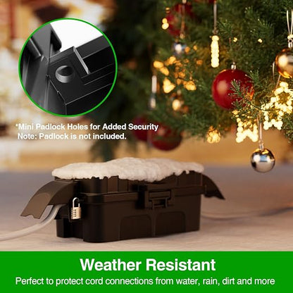 Flemoon IP55 Small Outdoor Electrical Box Waterproof, for Power Strip | Inner 5.9 x 3.2 x 1.8inch, Extension Cord Cover with Detachable Awning Covers for Plug, Outlet, Holiday Lights, Black