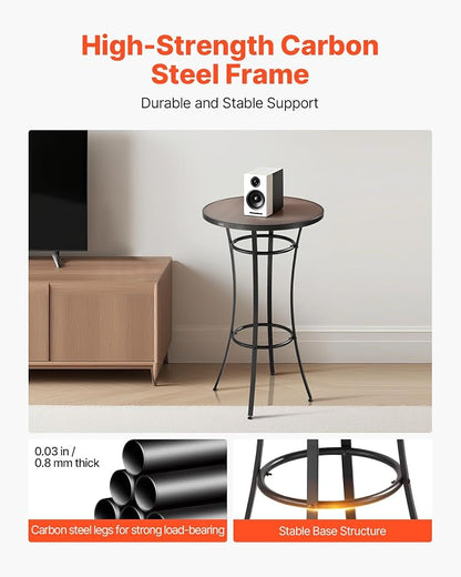 VEVOR Outdoor Round Bar Table, 23.7 in Counter Bar Height Bistro Table, Patio Dining Tables with Easy-to-Clean Top & Sturdy Metal Frame, Indoor High Top Pub Tables for Small Places, Kitchen