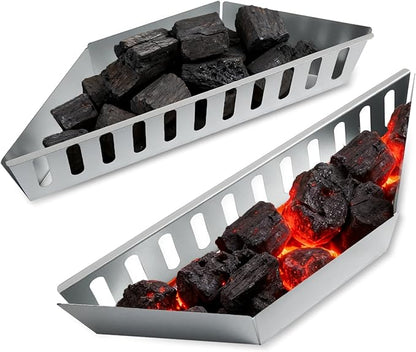 Pack of 2 Charcoal Baskets, High Temperature, Corrosion Resistance, Direct and Indirect, Barbecue Charcoal Holder for Briquettes, Wood Chips Coals, Grates