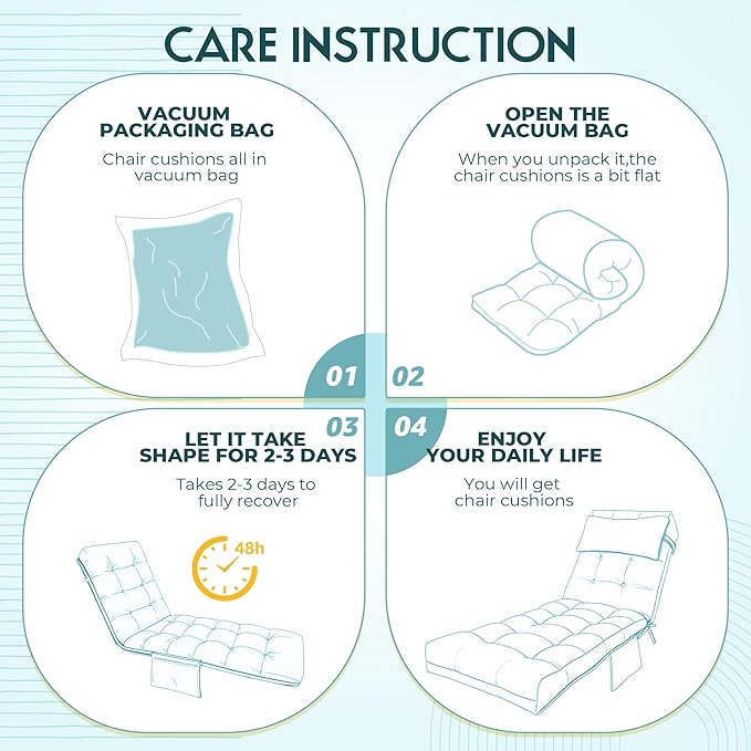 Outdoor Chaise Lounge Chair Cushion, Waterproof Outdoor Chair Cushions for Patio Furniture, 71 x 21 x 4 Inches Replacement Chaise Lounge Cushion with Ties (Teal)