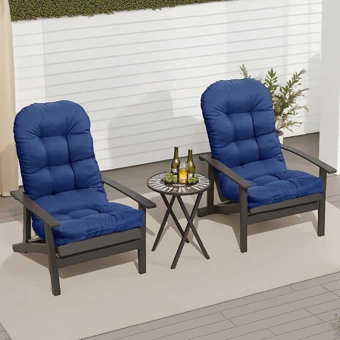 Adirondack Chair Cushion, Outdoor Patio Furniture Seat Pad, Waterproof | Waterproof cover with straps, PP cotton, high back thick seat pad for adirondack rocking chair indoor outdoor porch 44x19x4