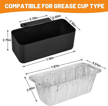 15-Pack Grease Cup Liners + Metal Griddle Grease Catcher Compatible with Blackstone Griddle, Aluminum Foil Drip Pan Grease Catcher Cup Liner for Blackstone Griddle 17, 22, 28, 36 Inch