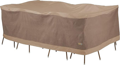 DUCKCOVERS Elegant Waterproof 96 Inch Rectangular/Oval Patio Table & Chair Set Cover, Outdoor Table Cover