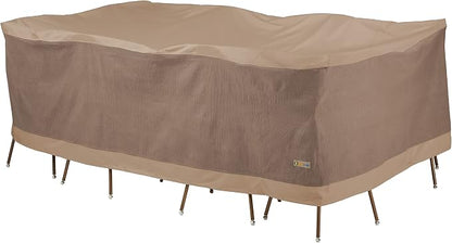 DUCKCOVERS Elegant Waterproof 140 Inch Rectangular/Oval Patio Table & Chair Set Cover, Outdoor Table and Chair Cover
