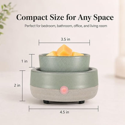 Candle Wax Melt Warmer with Timer Ceramic Electric Wax Melt 4-in-1 Oil Burner Adjusting Temperature Fits Yankee Large Jar Scented Candle for Home Decor Birthday Gifts for Women Mom Grandma Girls Green