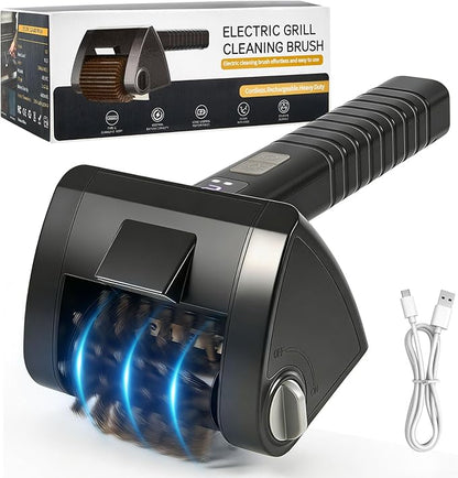 Electric Grill Brush, Built-in LED BBQ Cleaner with 29W High Torque Motor, 2-Speed Hard Scrubbing Cordless Grill Cleaner, 4000mAh Rechargable, Removable Dishwasher Safe 304 Stainless Steel Brush Head