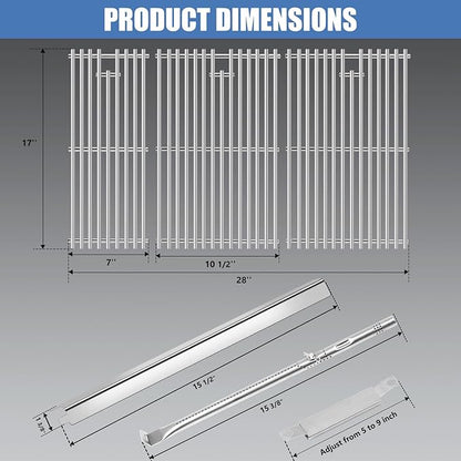 Criditpid Grill Replacement Parts for Charbroil Performance 5 Burner 463448021 463455021 463450022 463451022 463459021 463458021, Grill Grates, Heat Plates, Burners and Igniter for Charbroil Gas Grill