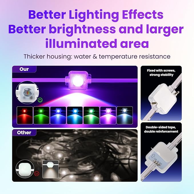 100FT Permanent Outdoor RGB Lights, Smart Outdoor String Lights with App Remote Control, 16 Million Colors & 100 Scene Modes, IP67 Waterproof Outdoor Lights for Patio Garden Yard Holiday Party Decor
