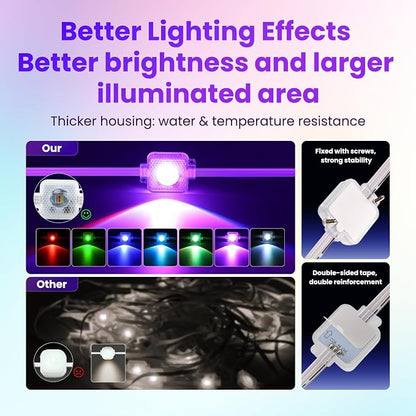 100FT Permanent Outdoor RGB Lights, Smart Outdoor String Lights with App Remote Control, 16 Million Colors & 100 Scene Modes, IP67 Waterproof Outdoor Lights for Patio Garden Yard Holiday Party Decor