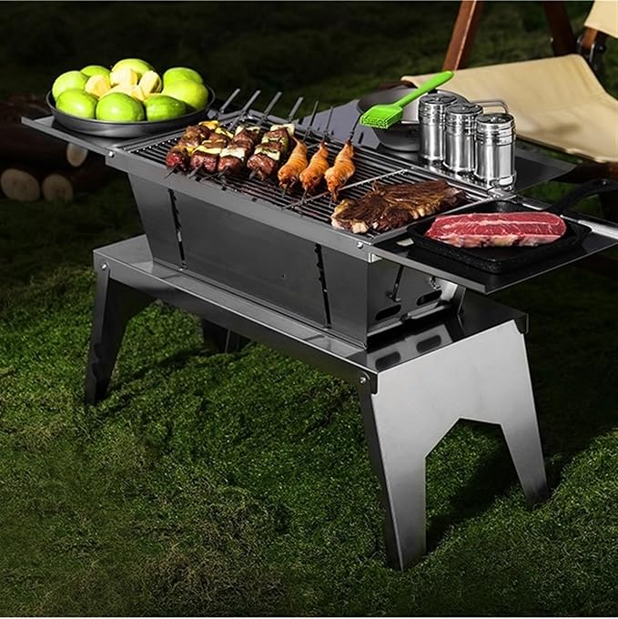 TOWINE Portable Charcoal Grills Multifunctional Barbecue Outdoor Barbecue Folding Portable Stainless Steel Carbon Grill Barbecue Grill Barbecue Grill for Outdoor Backyard Picnic Home