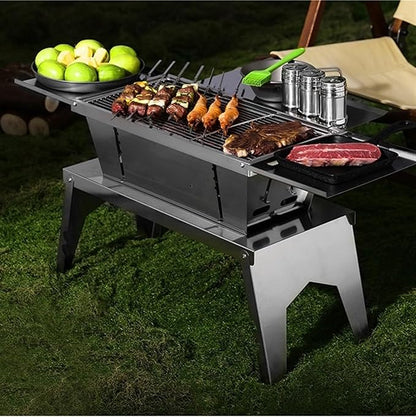 TOWINE Portable Charcoal Grills Multifunctional Barbecue Outdoor Barbecue Folding Portable Stainless Steel Carbon Grill Barbecue Grill Barbecue Grill for Outdoor Backyard Picnic Home