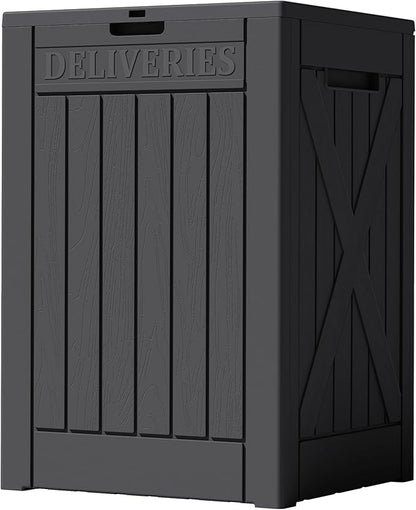 Lockable Outdoor Storage Box 52 Gallon, All-Weather Resin Deck Box for Patio, Garden, Pool, Organizes Furniture Cushions, Gardening Tools, Pool Accessories, Black