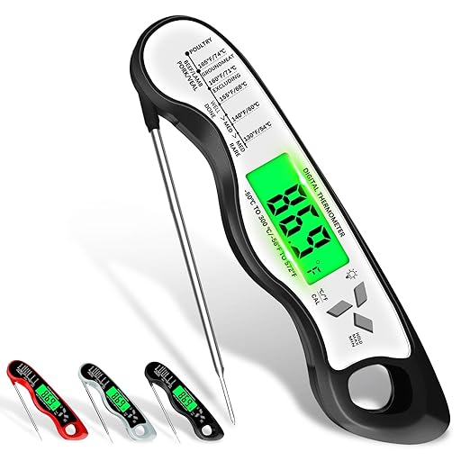 Meat Thermometer Digital，IP67 Waterproof Cooking Thermometer with Backlight, Calibration & Hold Function，Food Thermometer for Cooking,Outdoor Grilling