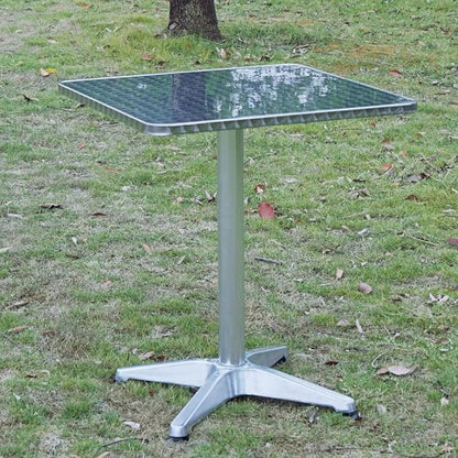 BTEXPERT 27.5" Square Indoor Outdoor Bistro Table – Stainless Steel Top, Aluminum Base, Commercial Restaurant Patio Table for Café, Balcony, Garden, Dining