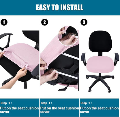 Smiry Office Computer Chair Seat Covers for Desk, Anti-dust Protector | Stretch Jacquard Removable Washable Desk Chair Seat Cushion Protectors, Pink