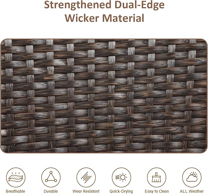 Outdoor Wicker Rattan Chairs Patio Furniture Sets with Cushions, 350lbs Capacity, All-Weather Rattan Sofa Set for Garden, Porch, Backyard, 6PCS, Brown